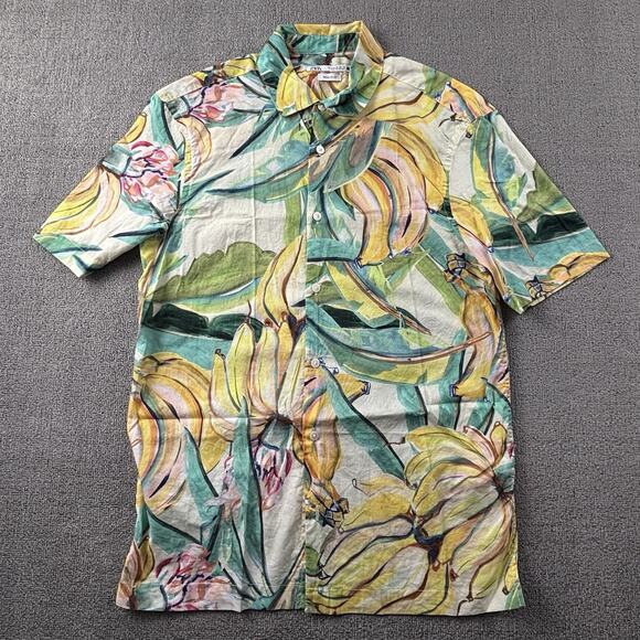 Zara Shirt Adult Medium Button Up Floral Short Sleeve Button Up Casual Men's - Picture 1 of 14